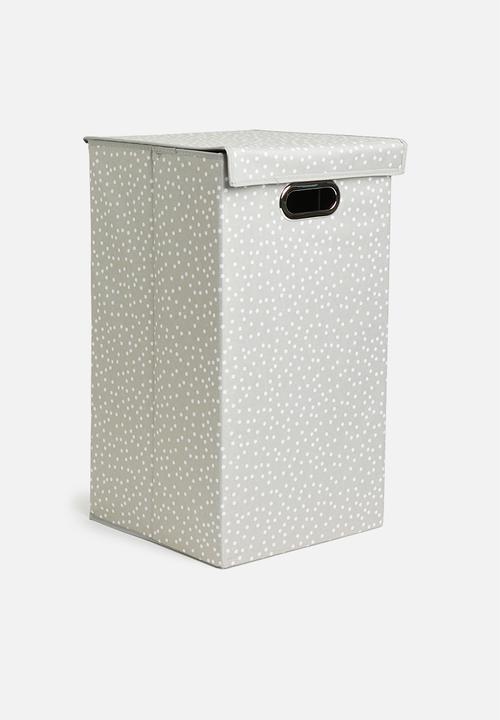 Sixth Floor - Spotty laundry bin with lid - grey & white