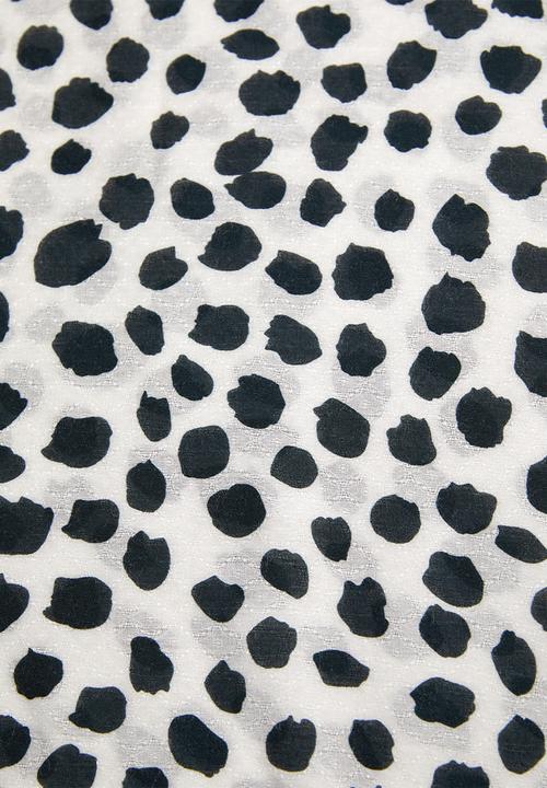 MANGO - Foulard dots - black & white