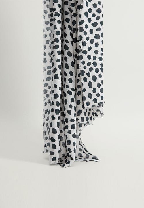MANGO - Foulard dots - black & white