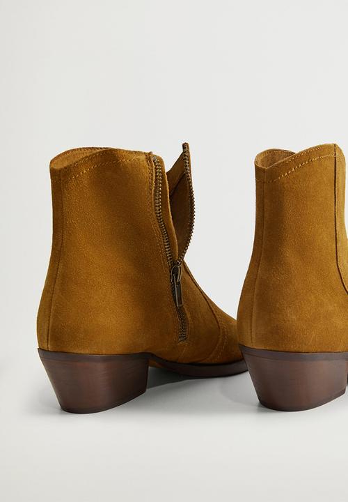 MANGO - Cruce suede ankle boot - medium brown