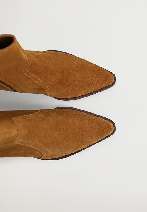 MANGO - Cruce suede ankle boot - medium brown