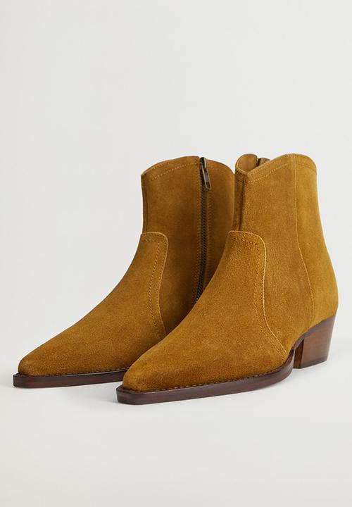 MANGO - Cruce suede ankle boot - medium brown