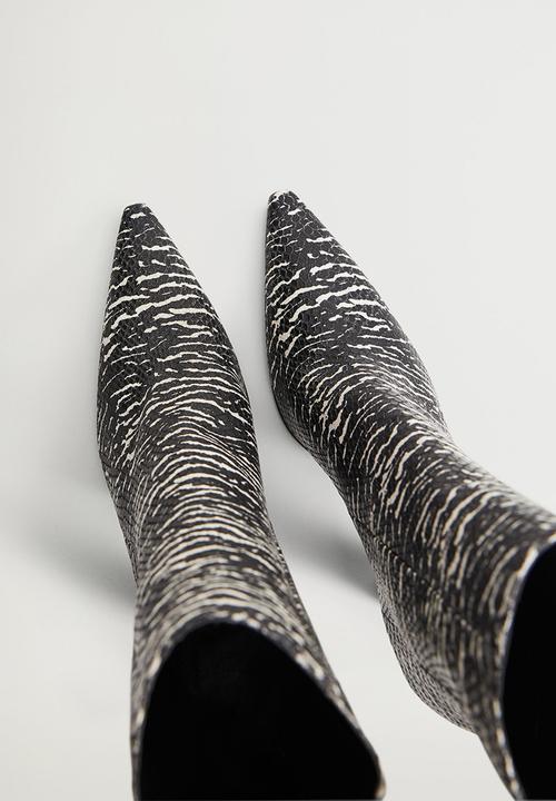 MANGO - Juno leather ankle boot - black