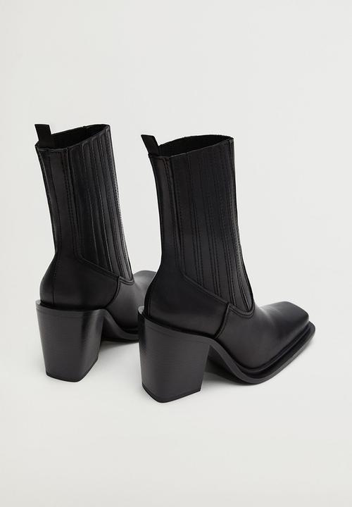 MANGO - Marlon leather ankle boot - black