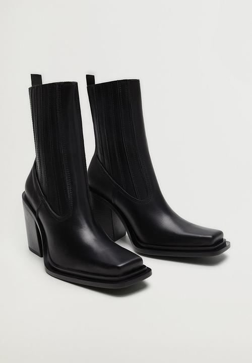 MANGO - Marlon leather ankle boot - black