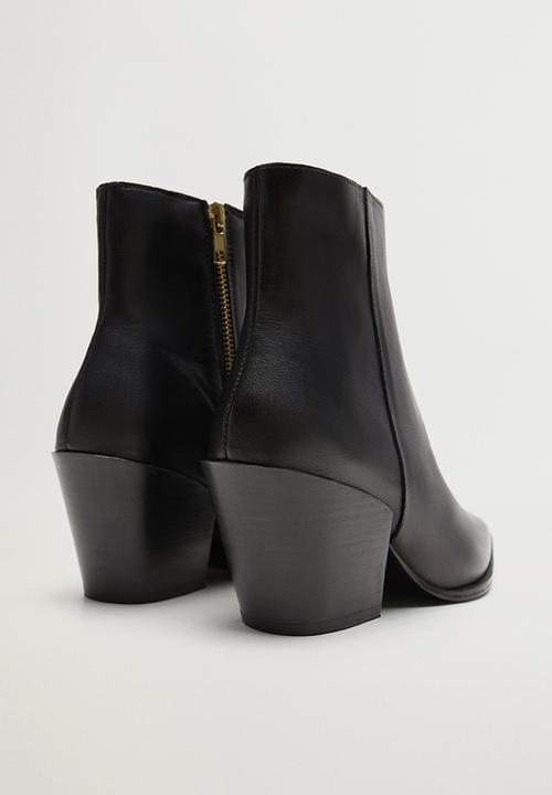 MANGO - Lobo leather ankle boot - black