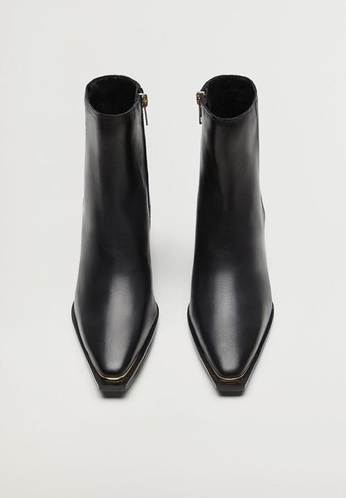 MANGO - Lobo leather ankle boot - black