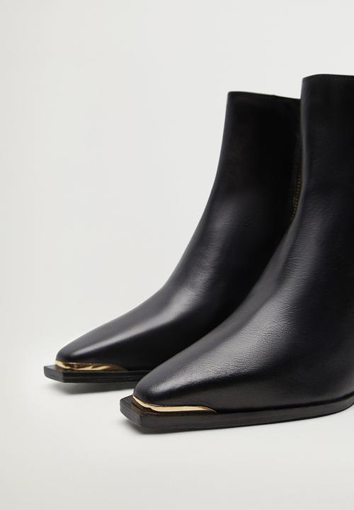 MANGO - Lobo leather ankle boot - black