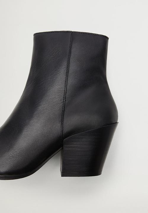 MANGO - Lobo leather ankle boot - black