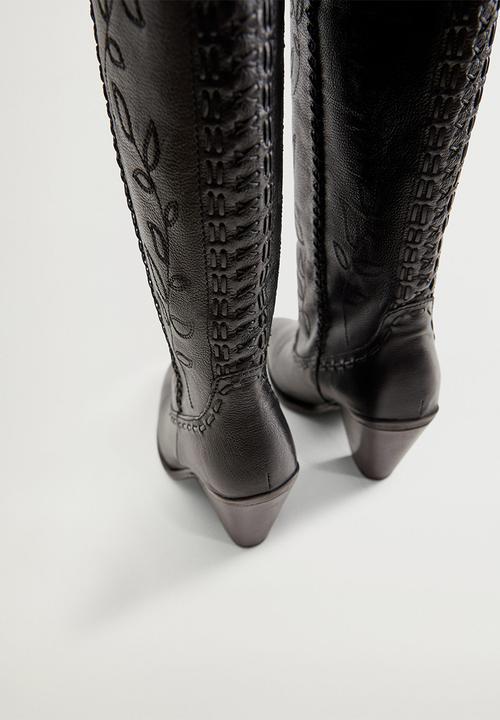 MANGO - Leef leather boot - black