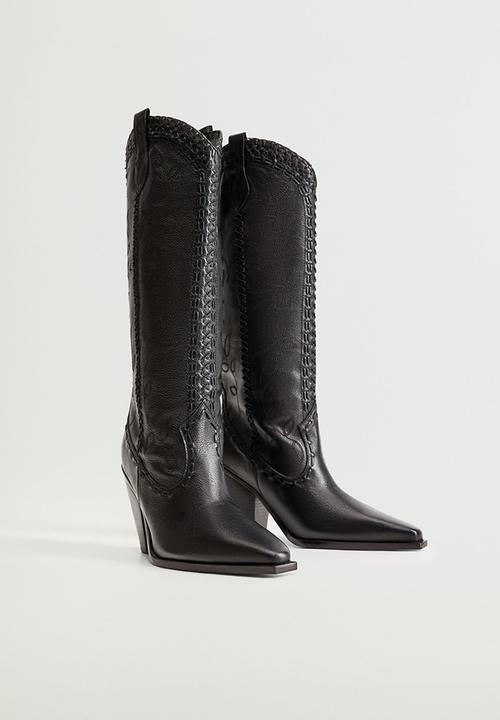 MANGO - Leef leather boot - black