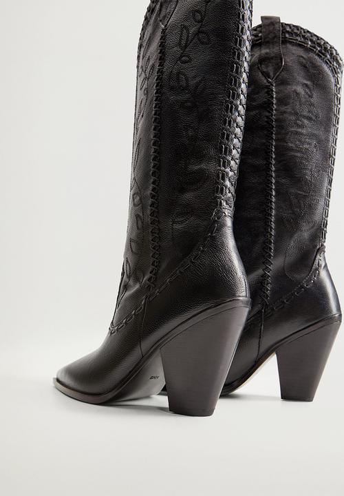MANGO - Leef leather boot - black
