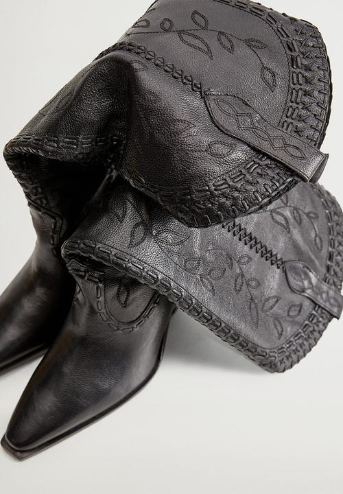 MANGO - Leef leather boot - black