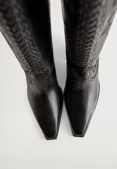 MANGO - Leef leather boot - black