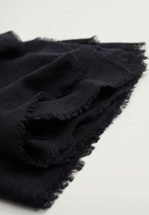 MANGO - Feather scarf - black