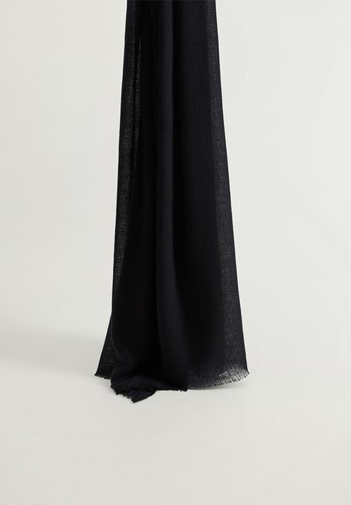 MANGO - Feather scarf - black