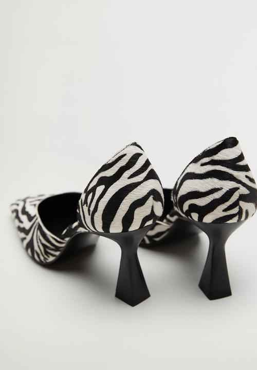 MANGO - Kenny1 leather court - black & white 