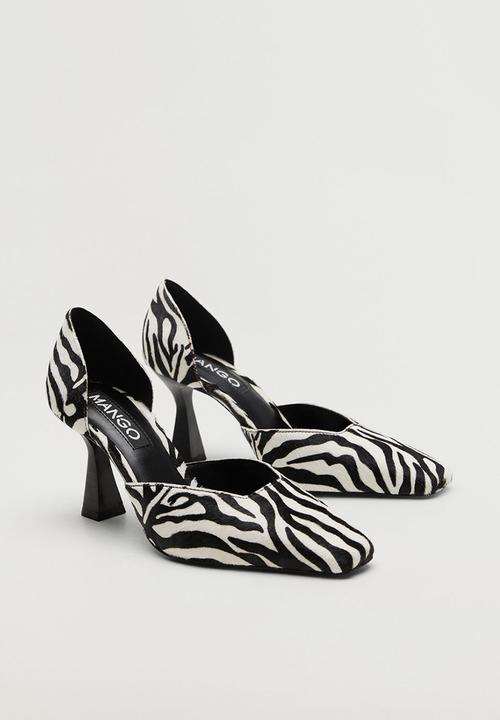 MANGO - Kenny1 leather court - black & white 