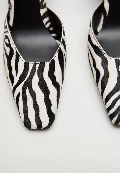 MANGO - Kenny1 leather court - black & white 