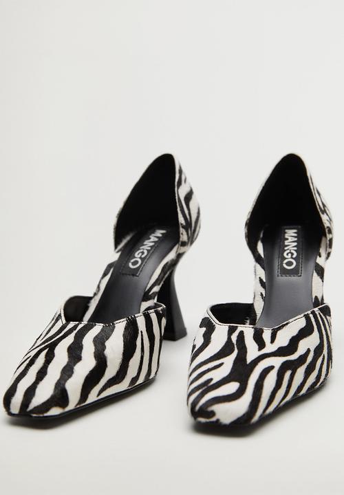 MANGO - Kenny1 leather court - black & white 
