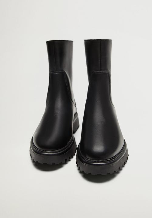 MANGO - Hector leather boot - black