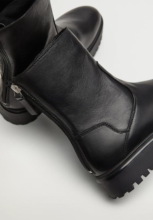 MANGO - Hector leather boot - black
