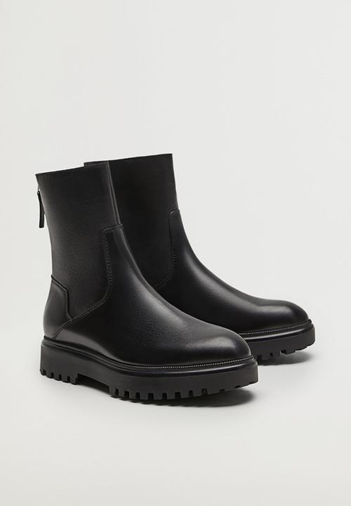 MANGO - Hector leather boot - black