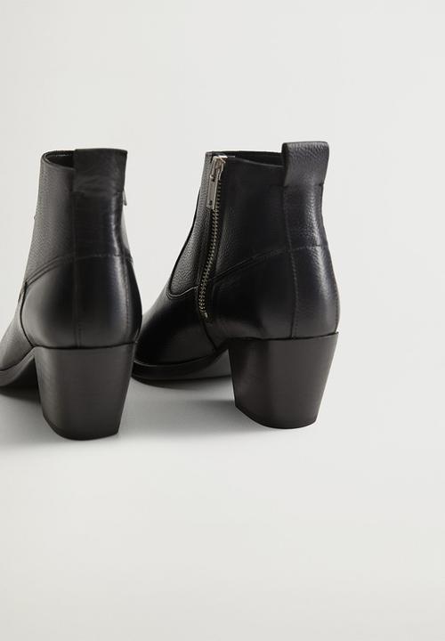 MANGO - Celi leather ankle boot - black