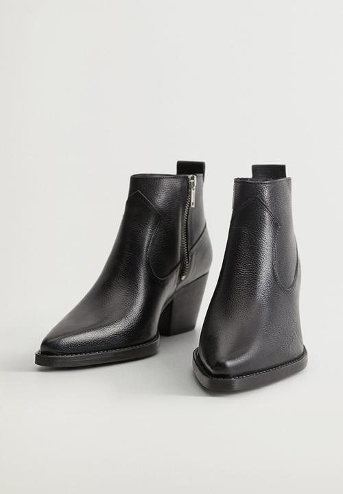 MANGO - Celi leather ankle boot - black