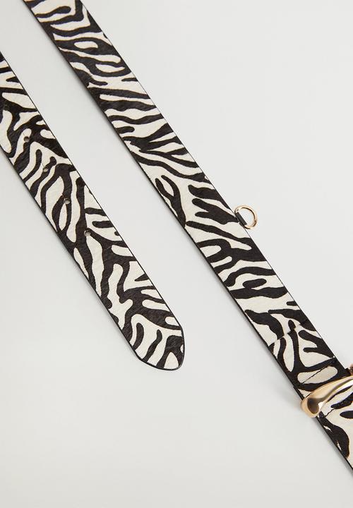 MANGO - Paul belt - white & black 