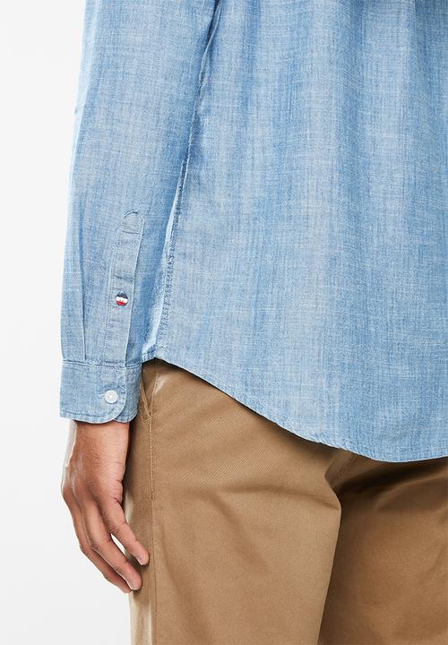 Tommy Hilfiger - Tjm chambray mao shirt - blue