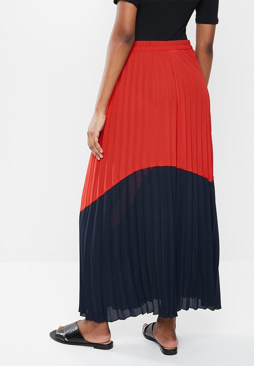 ONLY - Stina maxi skirt - red & black