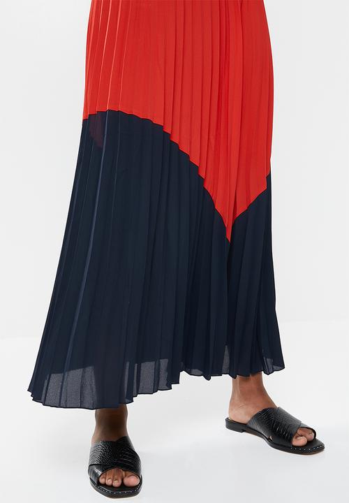ONLY - Stina maxi skirt - red & black