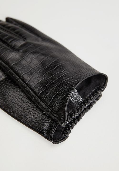 MANGO - Gloves crocod - black