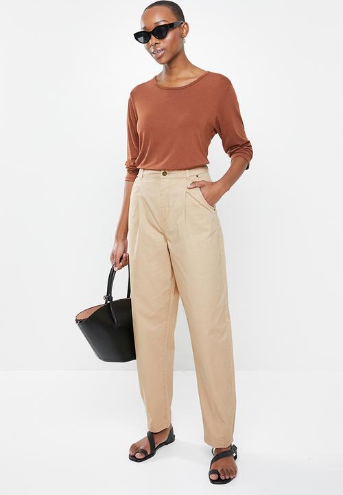 Vero Moda - Rosanna high rise barrel pleat - brown