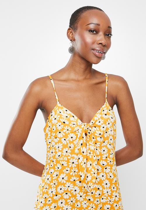 Cotton On - Woven Kiara tie front mini dress - orange 