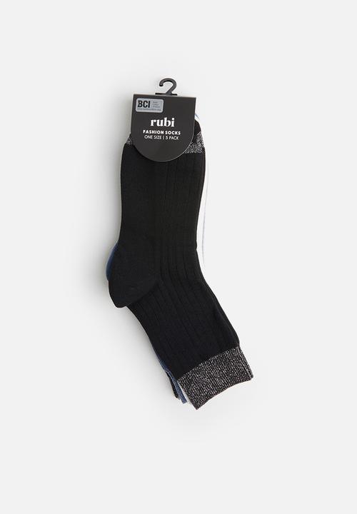 Cotton On - 5 Pack sparkle rib sock - multi 