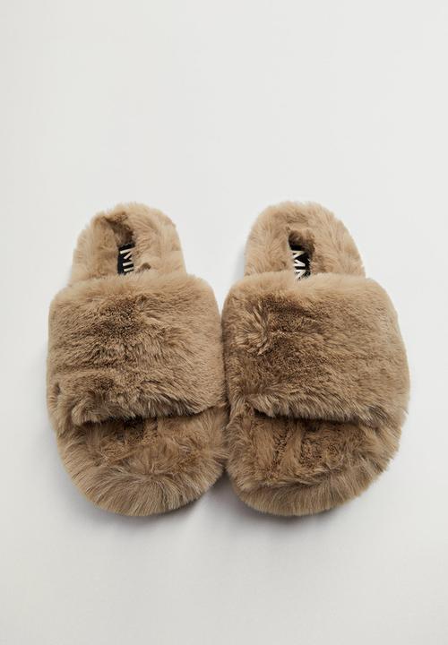 MANGO - Furry slipper - brown