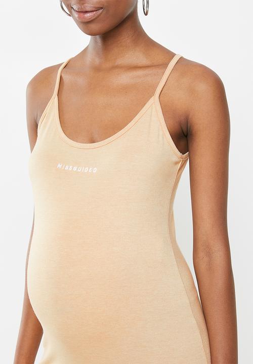 Missguided - Maternity embroidered cami maxi dress - beige