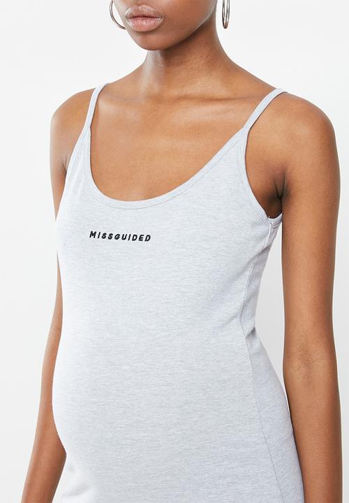 Missguided - Maternity embroidered scoop maxi dress - grey