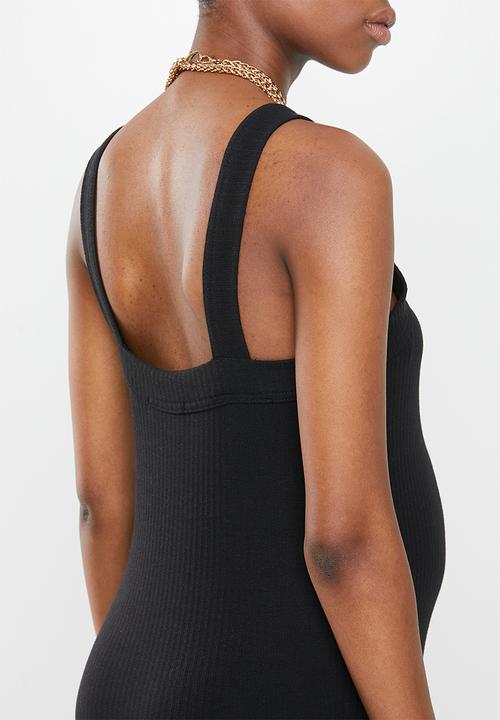 Missguided - Maternity scoop neck cami rib midi dress - black