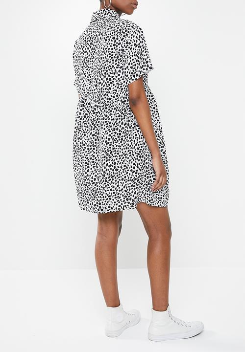 Missguided - Maternity shirt smock dress dalmatian - black & white
