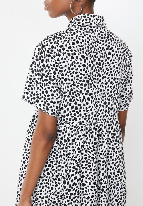 Missguided - Maternity shirt smock dress dalmatian - black & white