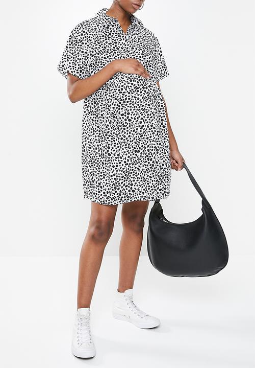 Missguided - Maternity shirt smock dress dalmatian - black & white