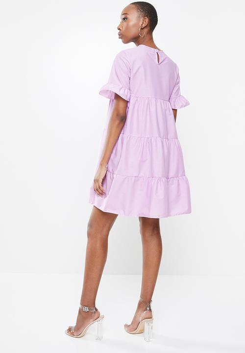 Missguided - Frill sleeve smock dress short sleeve  - purple 