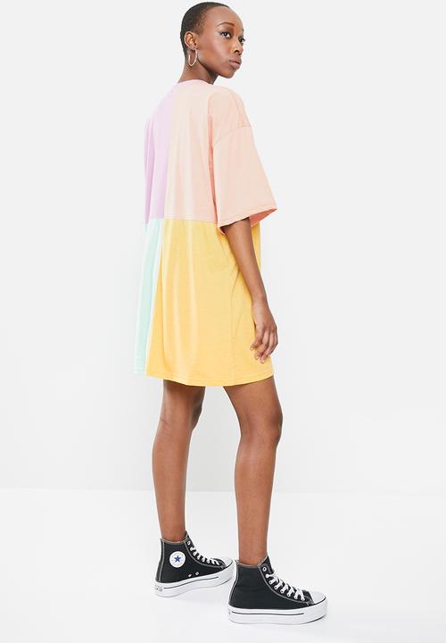Missguided - Oversized T-shirt dress short sleeve colour block - multi