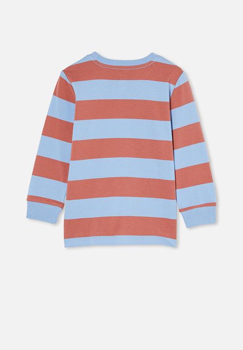 Cotton On - Core long sleeve tee - blue & rust 