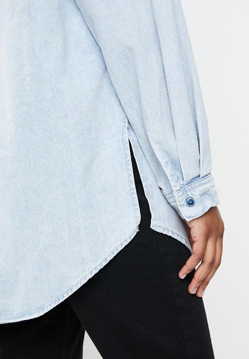 Missguided - Boyfriend fit oversized denim shirt - blue