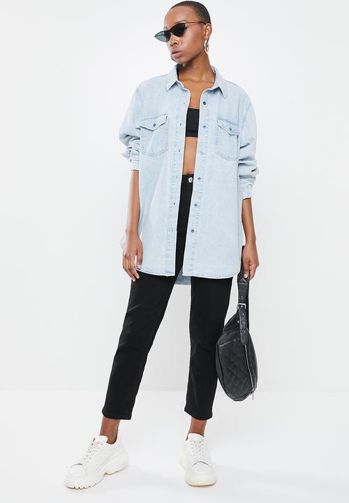 Missguided - Boyfriend fit oversized denim shirt - blue