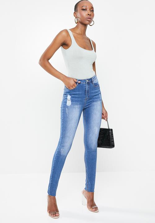 Missguided - Sinner clean distressed skinny - blue